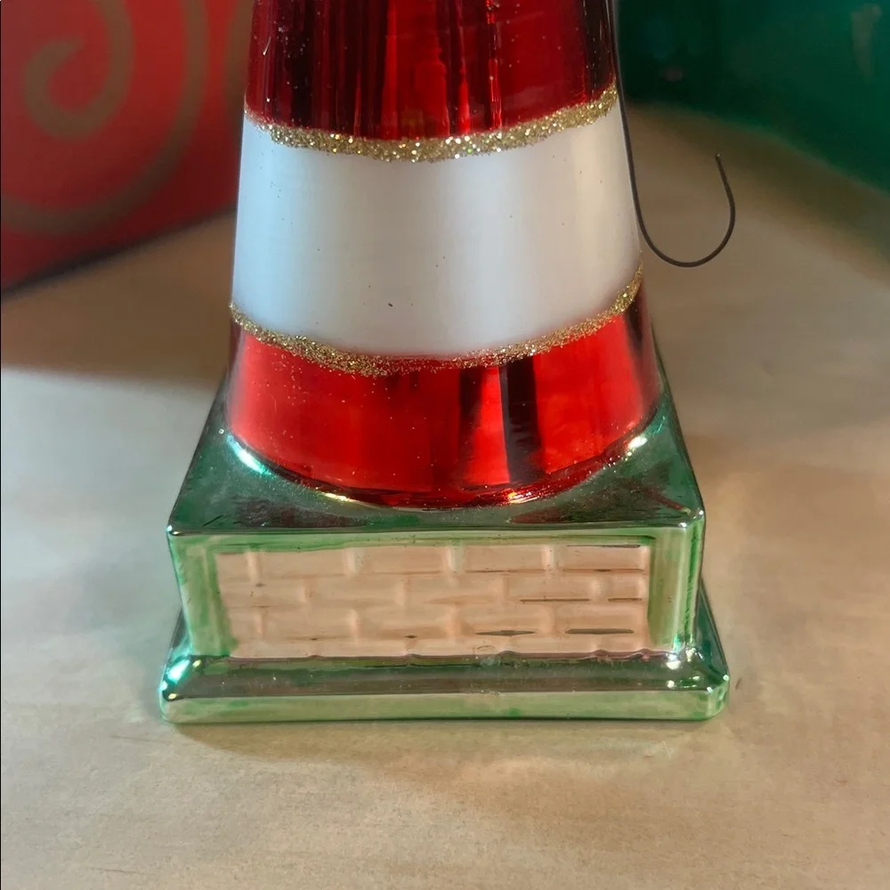 Red and White Lighthouse Ornament